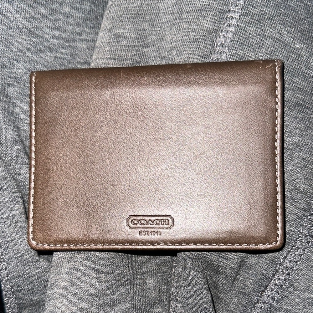 Coach smooth Brown Leather bifold windowed card holder